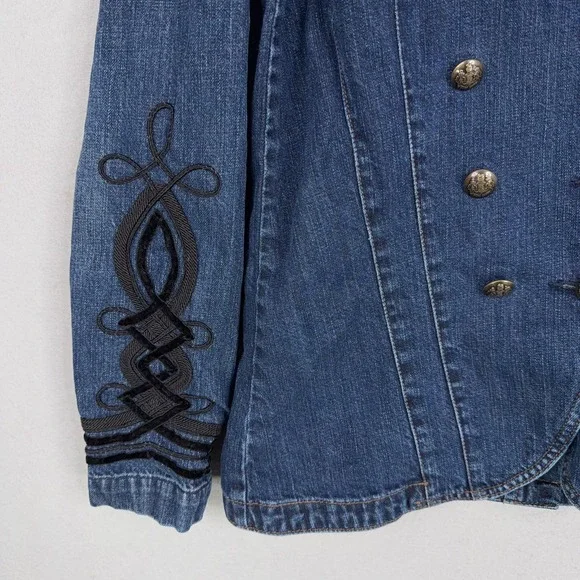 Lauren Jeans Ralph Lauren Jacket Womens Small Denim Military Double Breasted Y2K - Picture 5 of 12